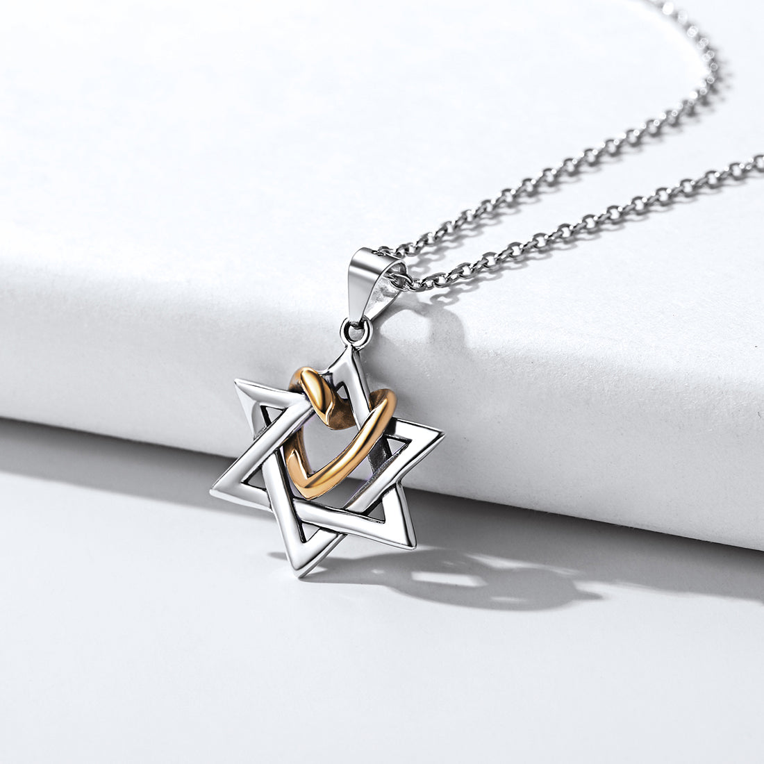 FaithHeart Star of David Sterling Silver Pendant With Heart Necklace FaithHeart