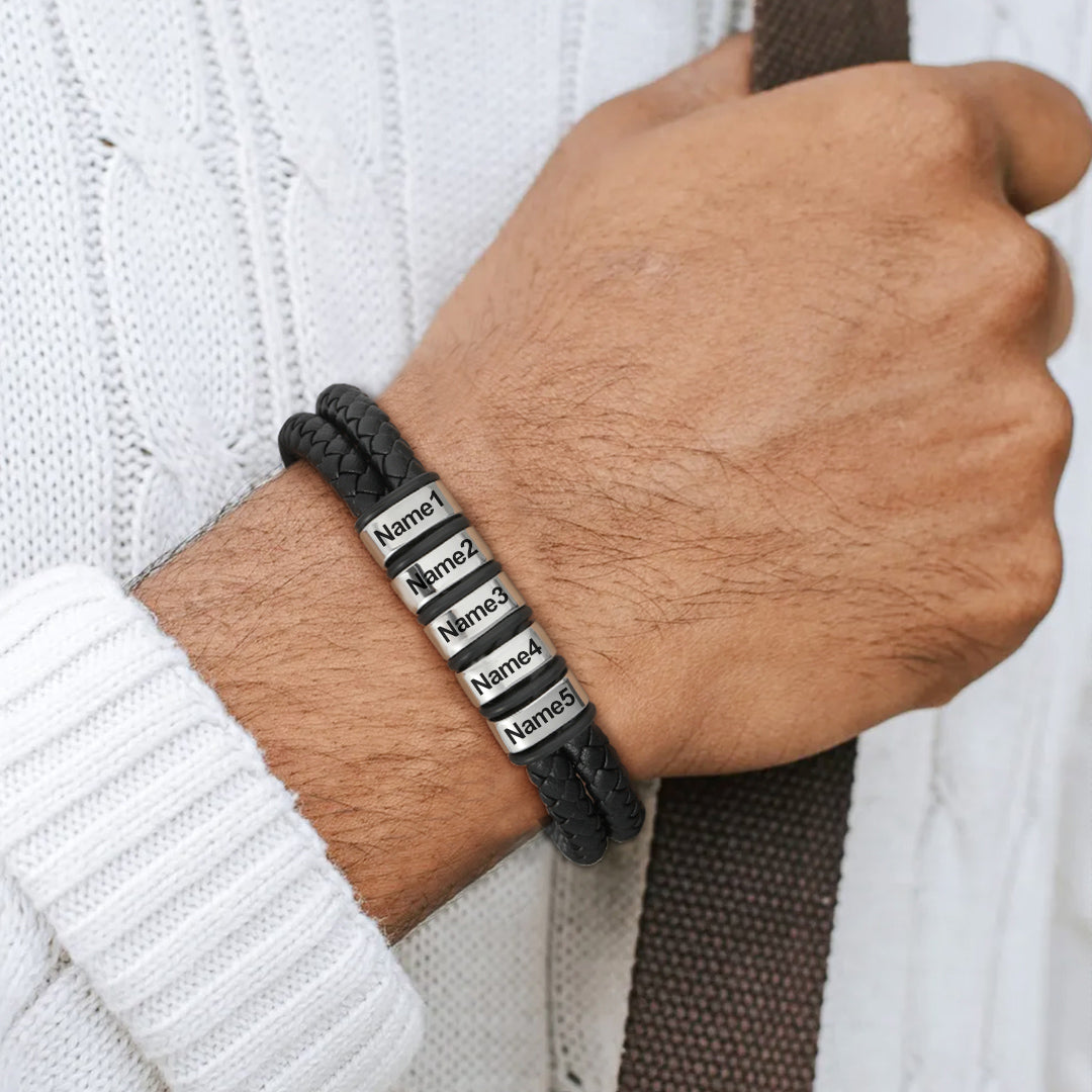 Personalized Name Braided Leather Bracelet