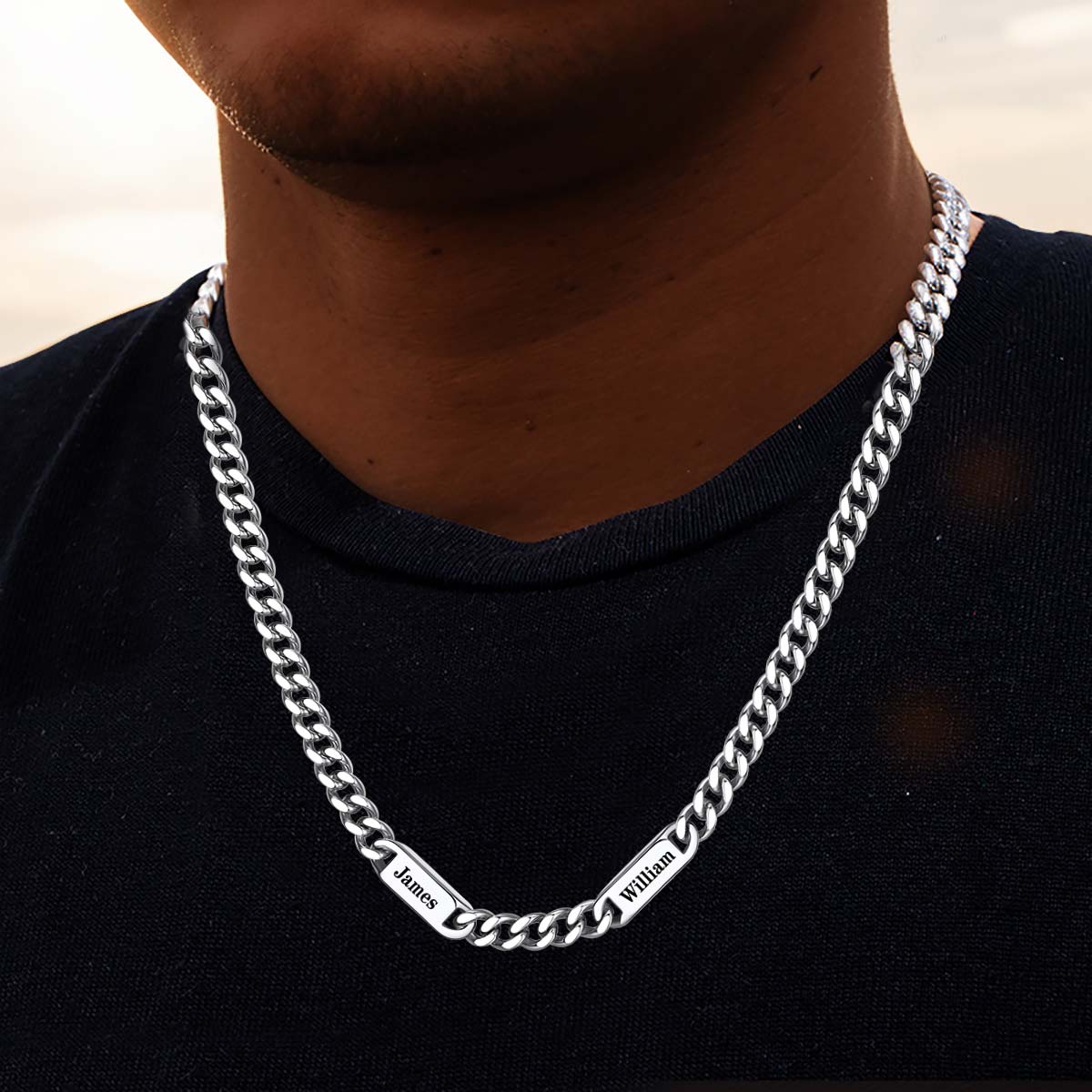 Customized Engraved Cuban Chain Name Link Necklace for Men Father
