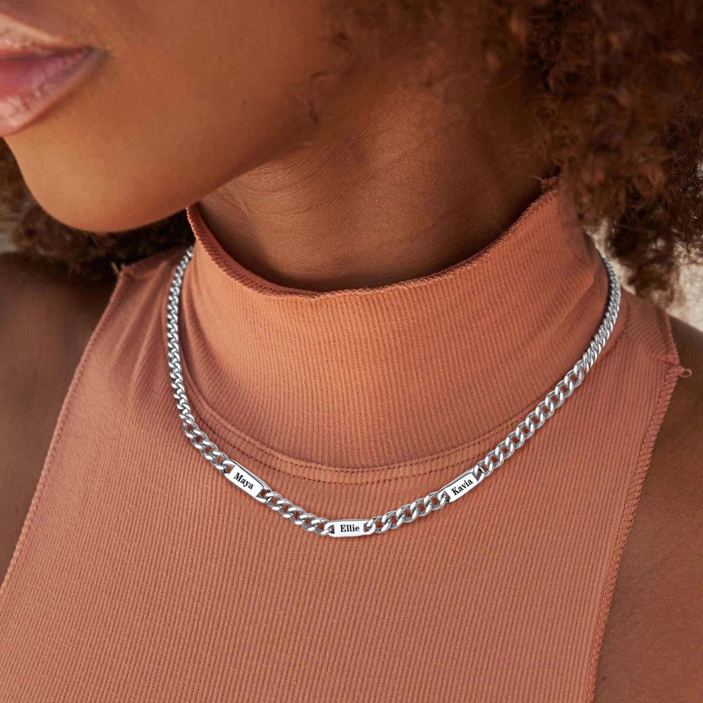 Customized Engraved Cuban Chain Name Link Necklace for Men Father