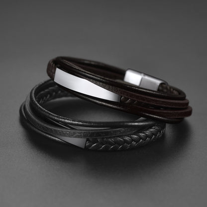 Custom Name Leather Bracelet for Men Dad Husband