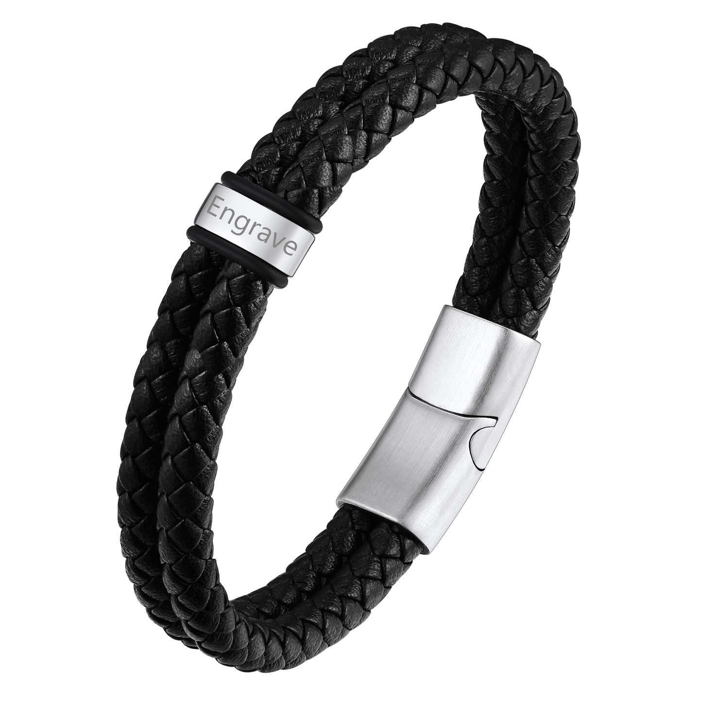 Customized Name Braided Leather Bracelet with Custom Beaded for Men Dad