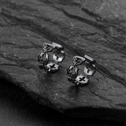 A pair of small silver No Pierced Vintage Filigree Open Hoop Clips Ear Cuff for Men