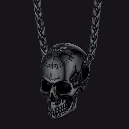 Skull Nordic Compass Pendant Necklace for Men