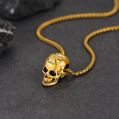 Skull Nordic Compass Pendant Necklace for Men