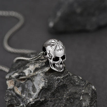 Skull Nordic Compass Pendant Necklace for Men