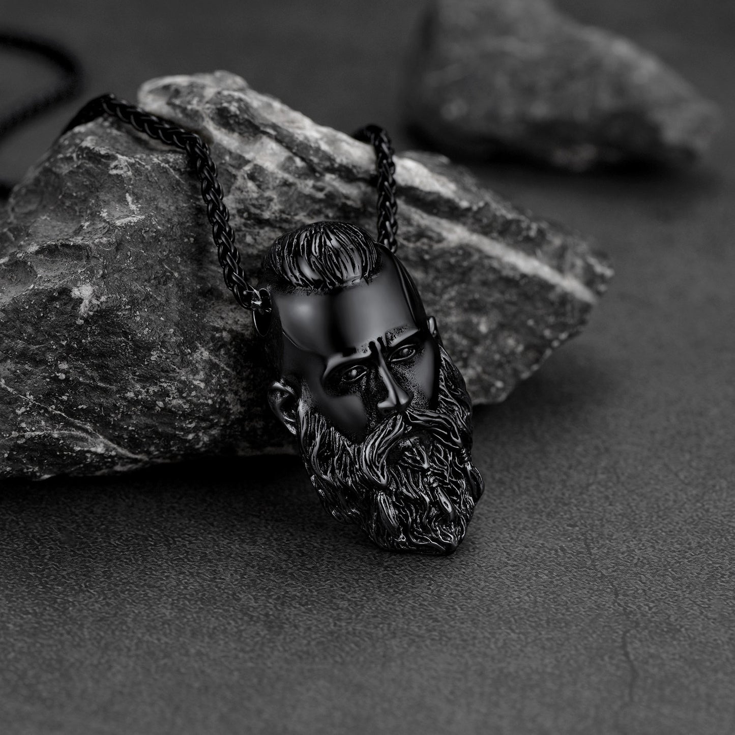 FaithHeart Nordic Viking Head Necklace Amulet for Men Boys