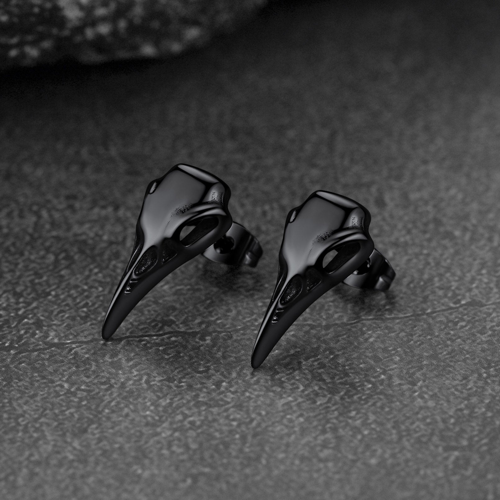 FaithHeart Gothic Norse Viking Raven Stud Earrings for Men