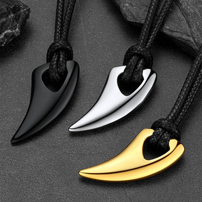  Norse Viking Wolf Tooth Spear Leather Necklace for Men