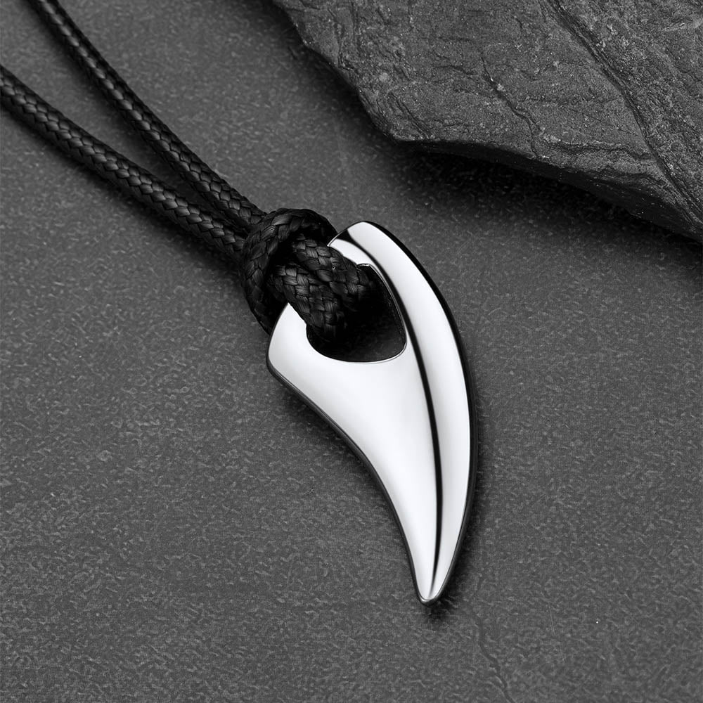  Norse Viking Wolf Tooth Spear Leather Necklace for Men
