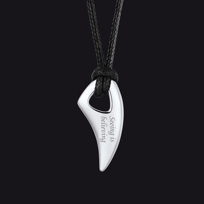 Steel / Norse Viking Wolf Tooth Spear Leather Necklace for Men