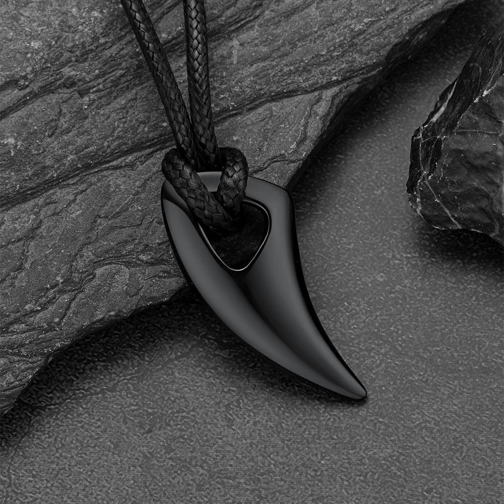  Norse Viking Wolf Tooth Spear Leather Necklace for Men