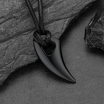  Norse Viking Wolf Tooth Spear Leather Necklace for Men