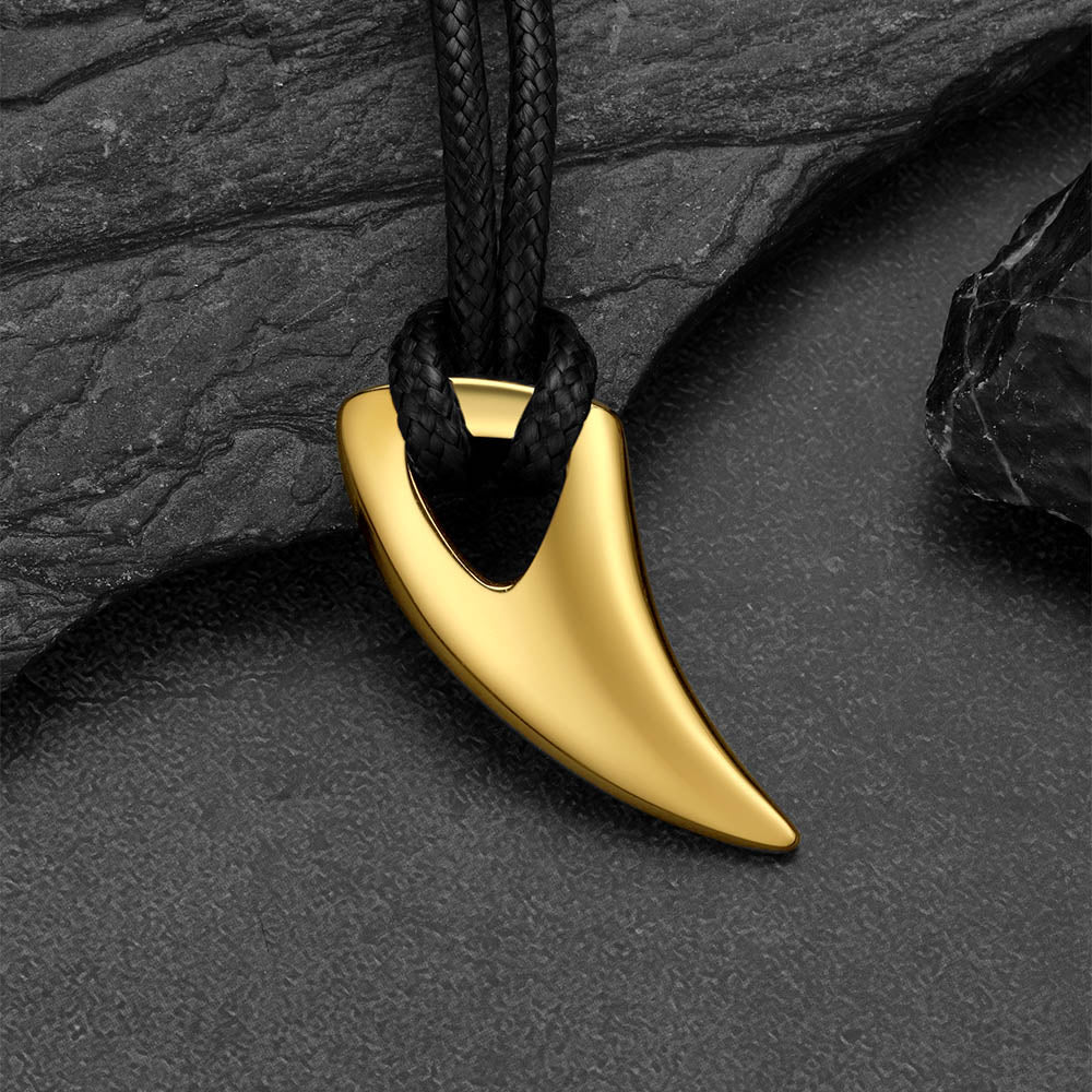  Norse Viking Wolf Tooth Spear Leather Necklace for Men