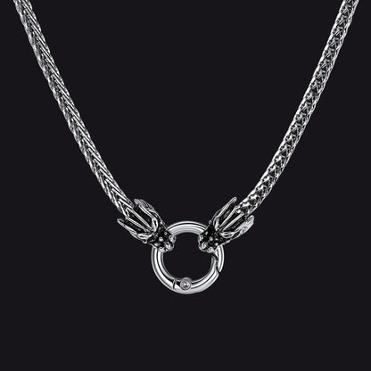 Norse Viking Dragon Head Braided Leather Cord Chain Necklace for Men