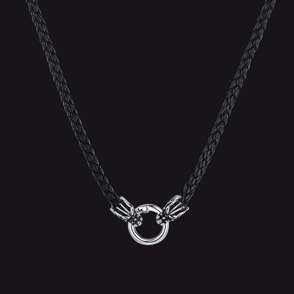 Norse Viking Dragon Head Braided Leather Necklace for Men