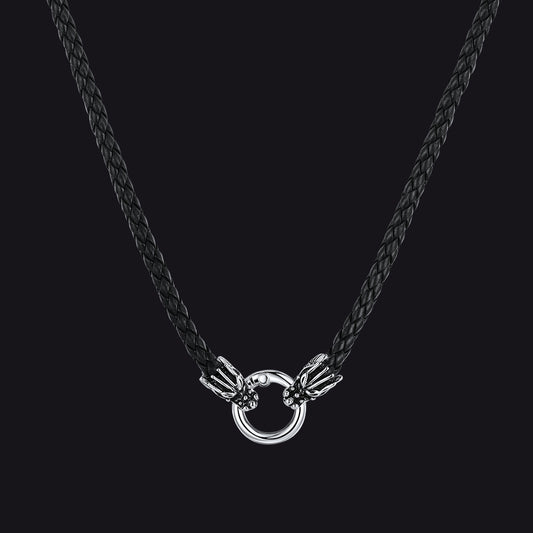 Norse Viking Dragon Head Braided Leather Necklace for Menimg