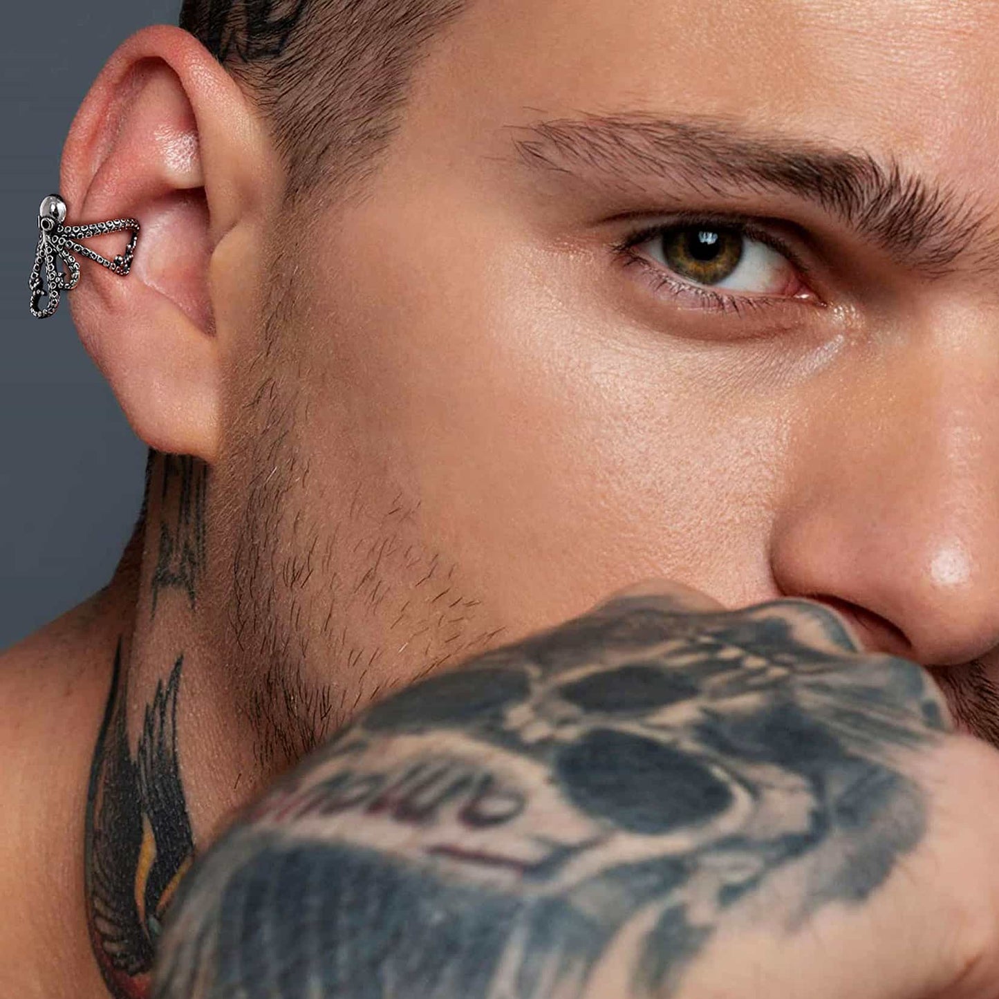 FaithHeart Sterling Silver Octopus Ear Cuff Earring for Men 1PC FaithHeart