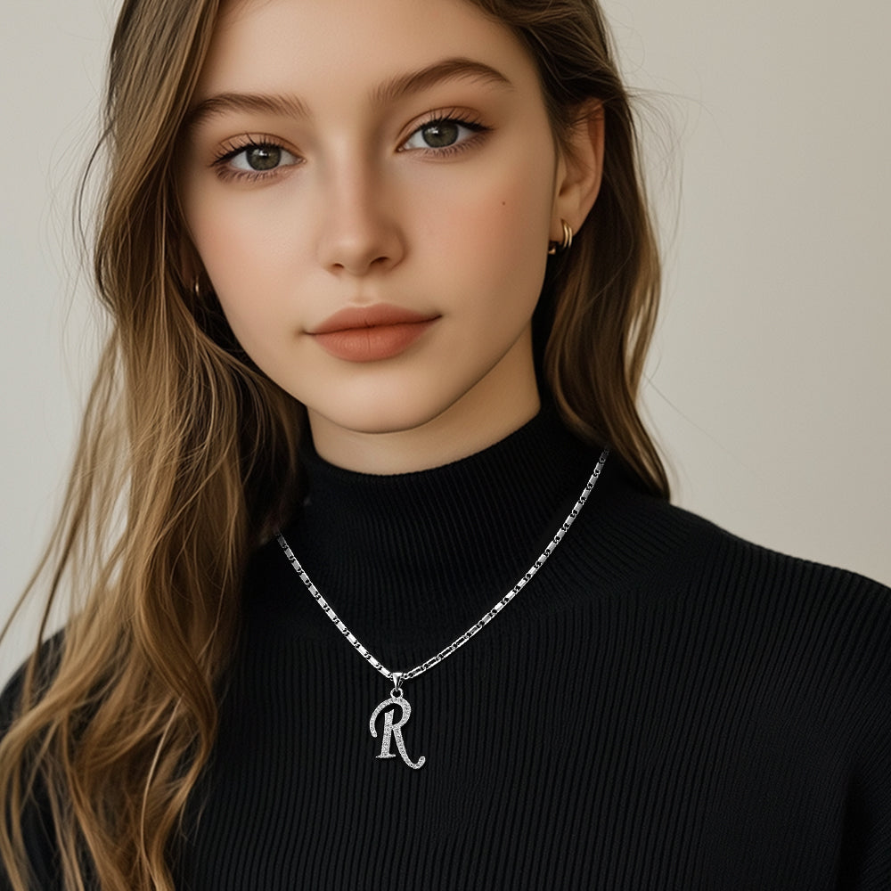 Cubic Zirconia Initial R Necklace for Women FaithHeart Jewelry