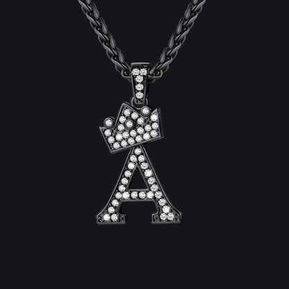 Black A initial CZ Cuban chain necklace for men and women