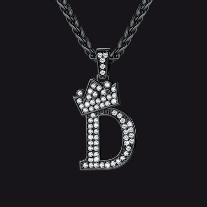 Black D initial CZ Cuban chain necklace for men and women