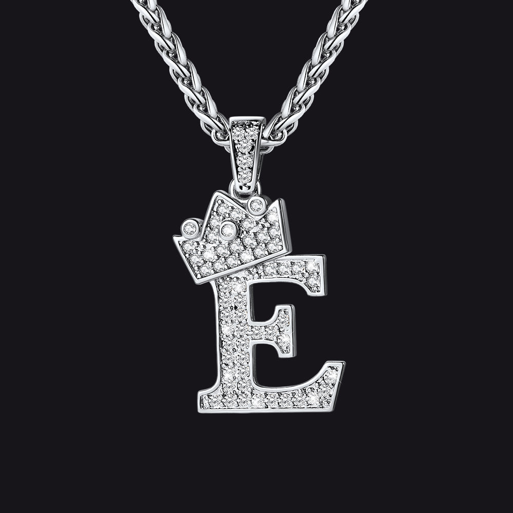 Steel E initial CZ Cuban chain necklace for men and women
