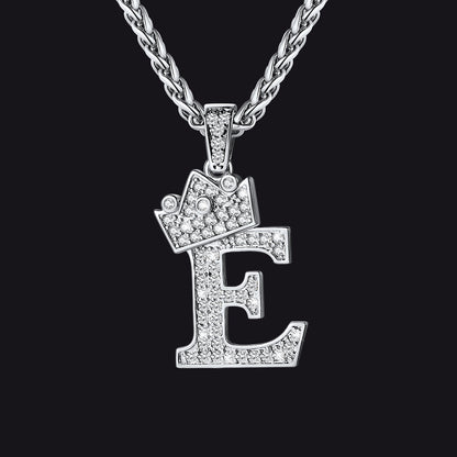 Steel E initial CZ Cuban chain necklace for men and women