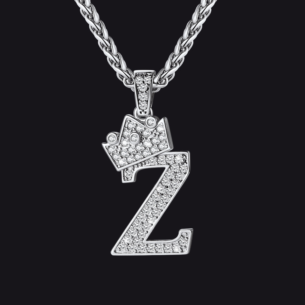 Steel Z initial CZ Cuban chain necklace for men and women