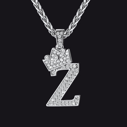 Steel Z initial CZ Cuban chain necklace for men and women