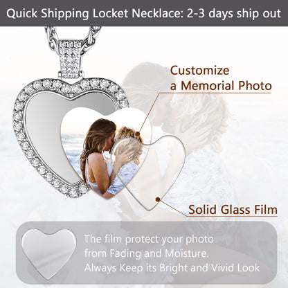 Custom Cubic Zirconia Heart Shape Picture Necklace Gift