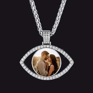 Personalized Picture Evil Eye Necklace with CZ for Men Women