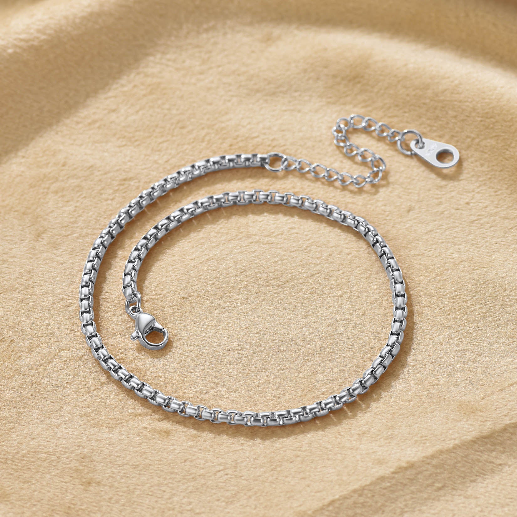   3mm Box Chain Anklet Summer Foot Jewelry for Women