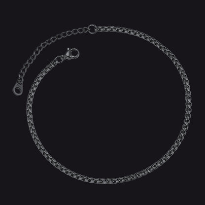  Black 3mm Box Chain Anklet Summer Foot Jewelry for Women