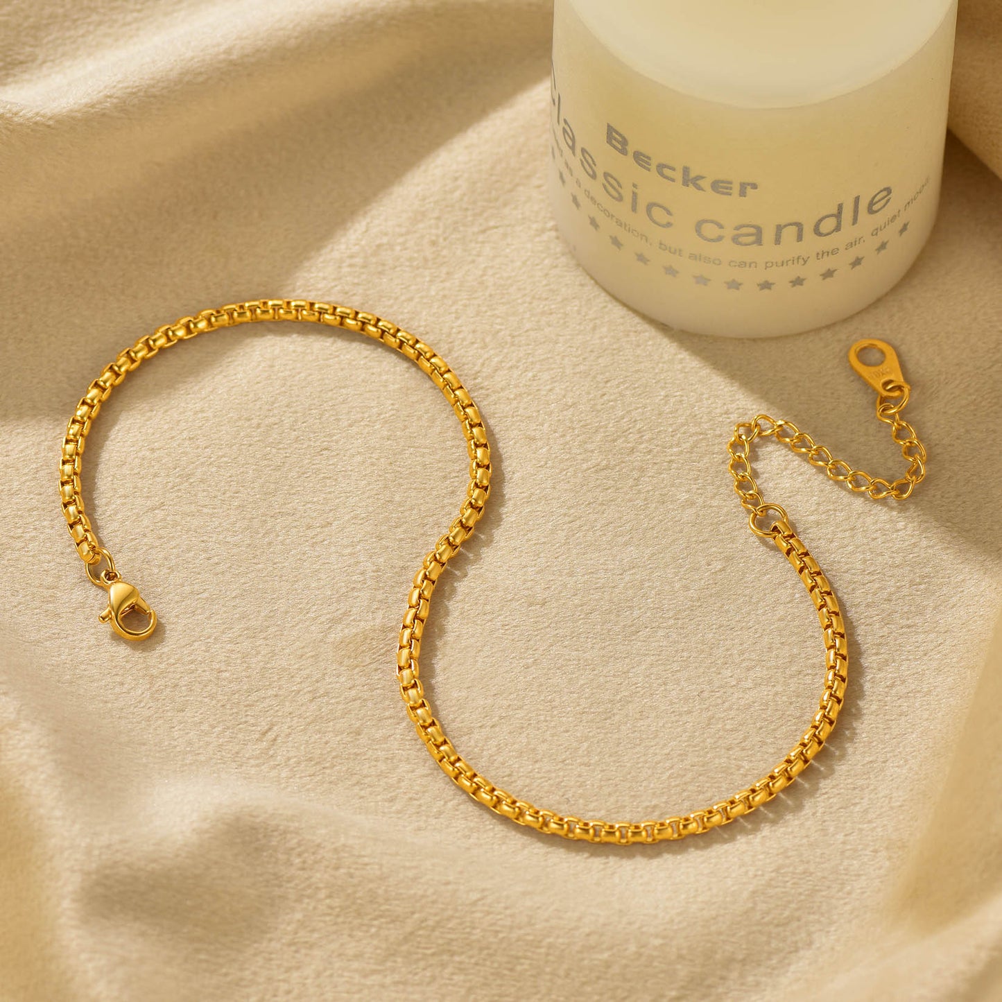   3mm Box Chain Anklet Summer Foot Jewelry for Women