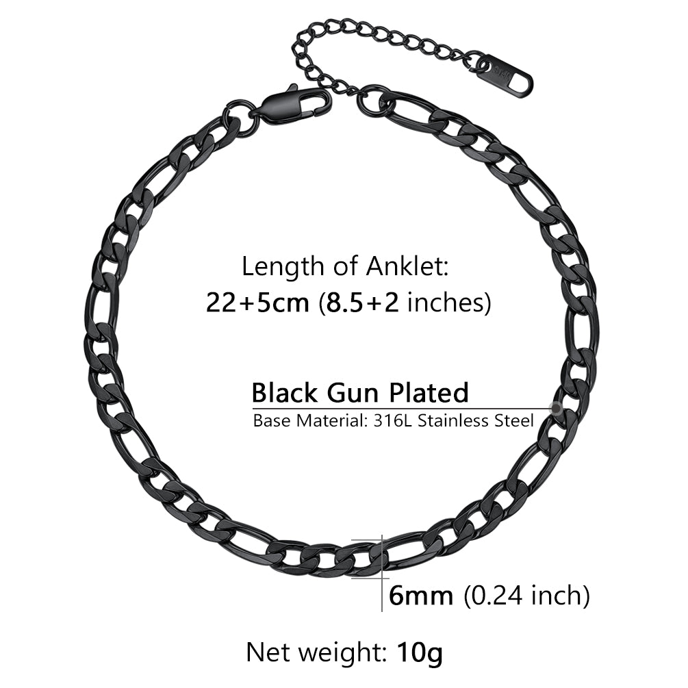  6mm Figaro Chain Anklet Bracelet Summer Foot Jewelry for Women