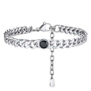Personalized Birthstone Cuban Link Anklet for Women