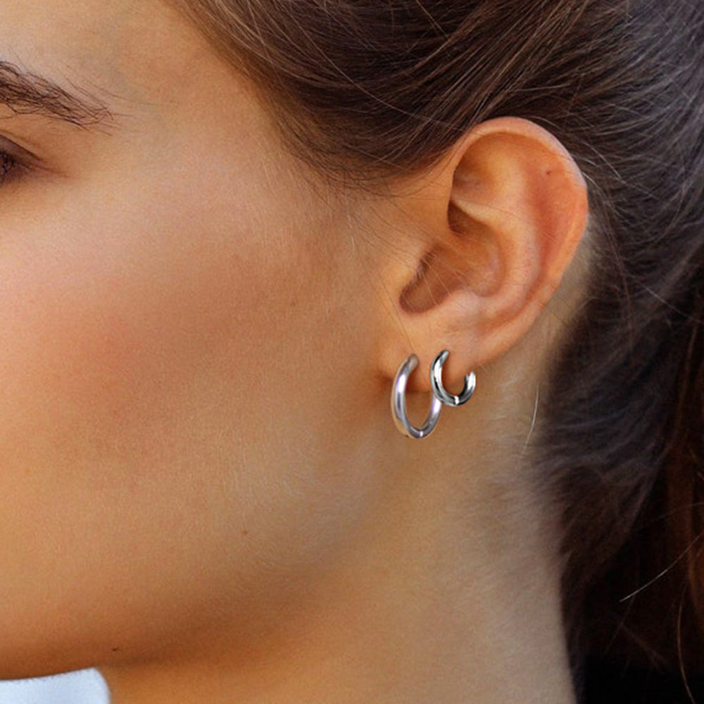 Simple 10mm Hoop Earrings for Men Women