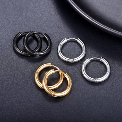 Simple 10mm Hoop Earrings for Men Women