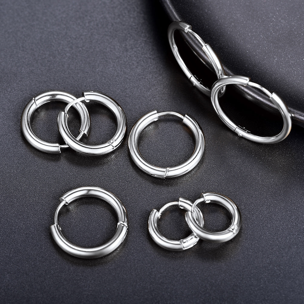 Simple 10mm Hoop Earrings for Men Women