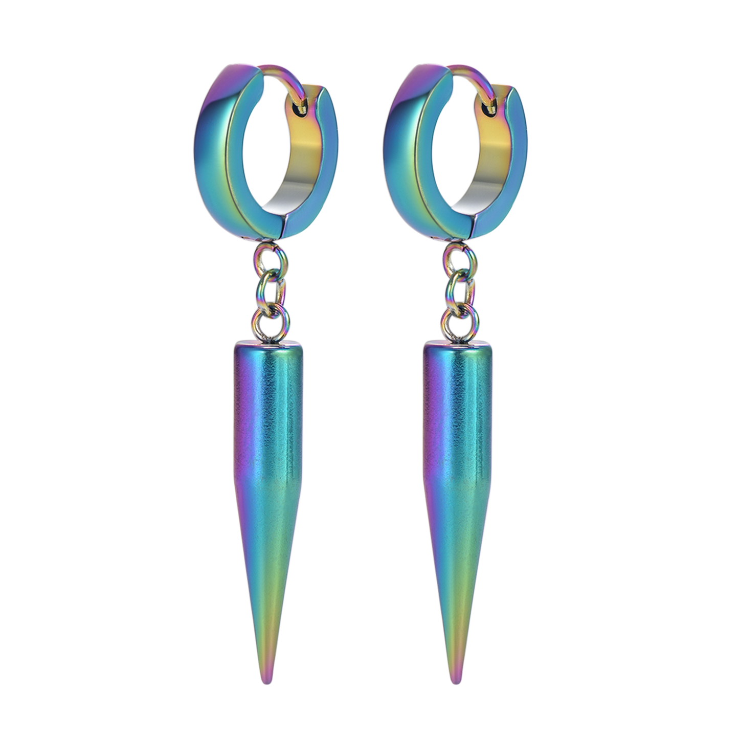 FaithHeart Punk Long Spike Dangle Hoop Earrings For Men FaithHeart