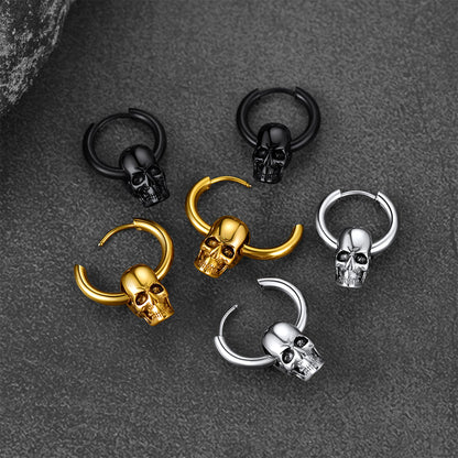 Halloween Skull Hoop Dangle Earrings For Men Women