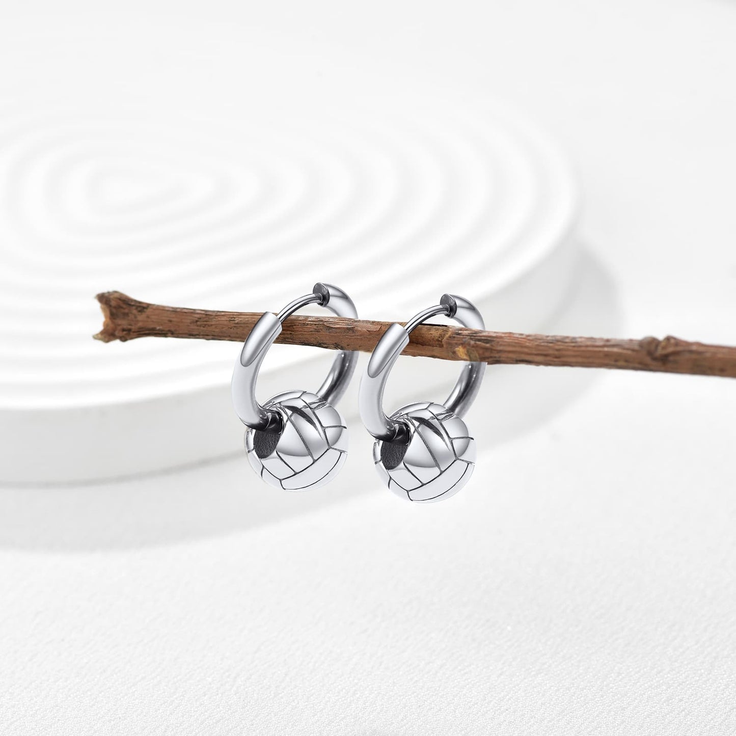 FaithHeart Unisex Trendy 3D Ball Stainless Steel Dangle Earrings FaithHeart