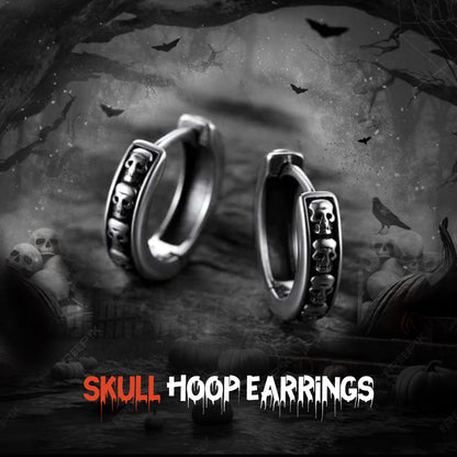 Gothic Skull Huggie Hoop Earrings For Men Women