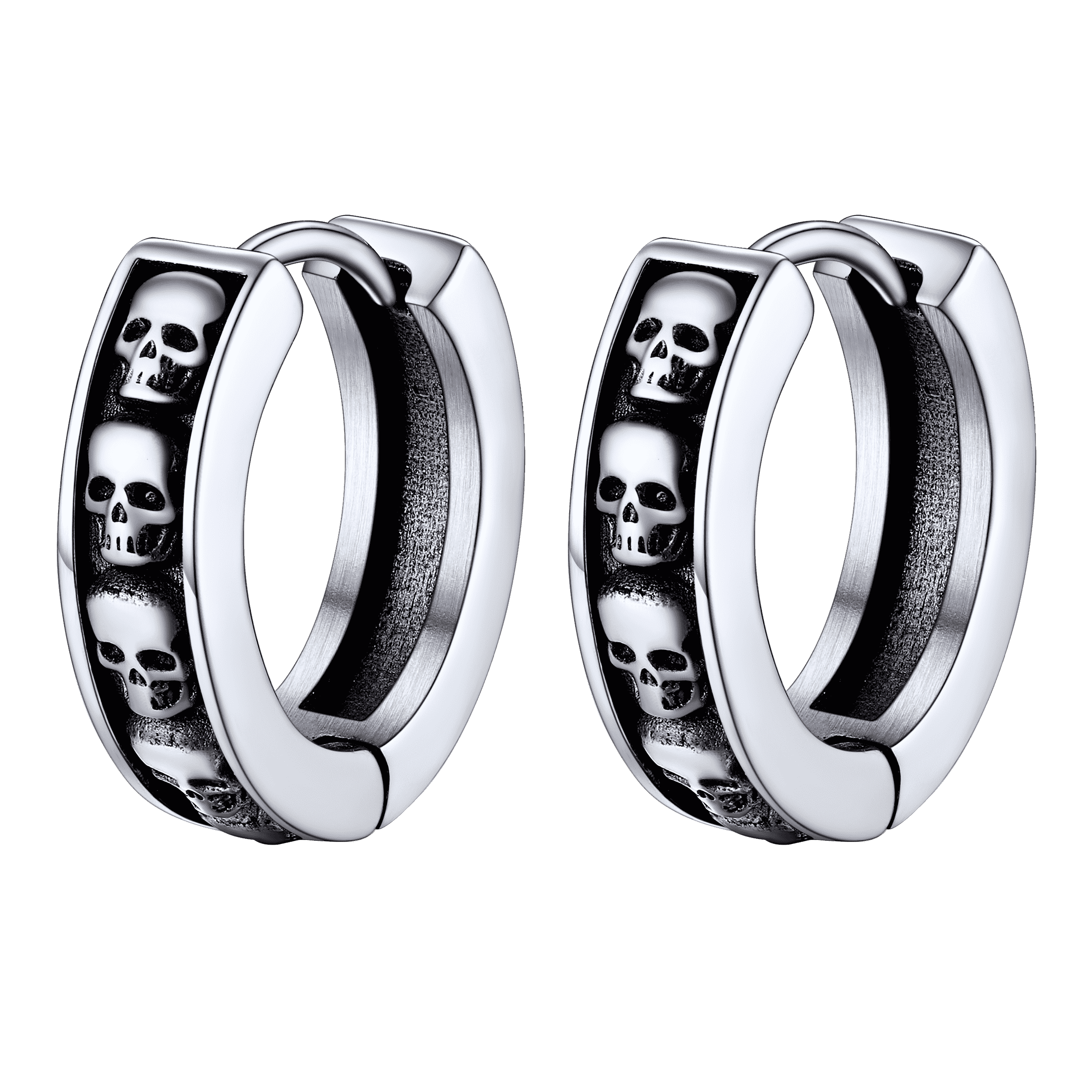 Gothic Skull Huggie Hoop Earrings