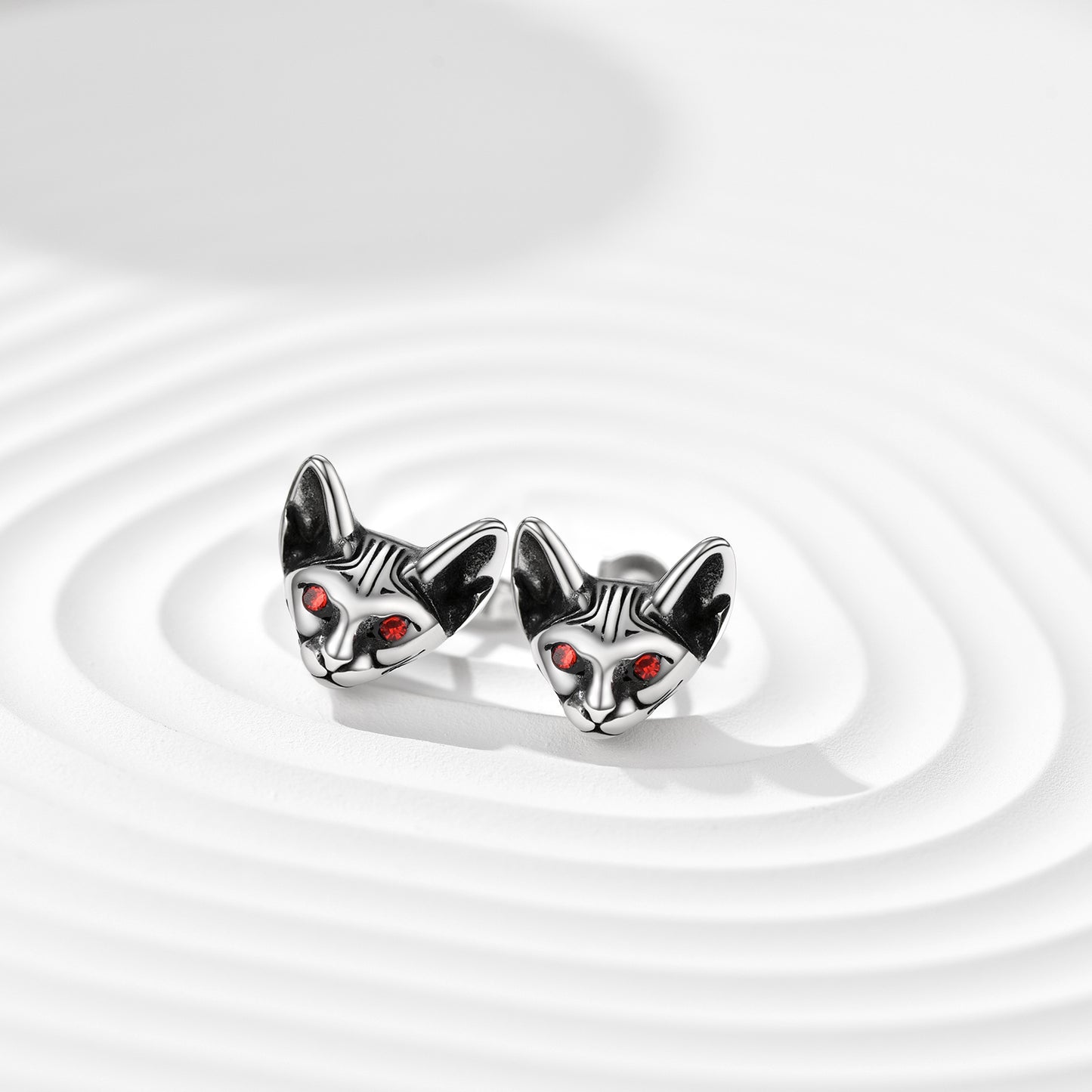 Quirky Black Cat Stainless Steel Kitten Stud Earrings For Women FaithHeart