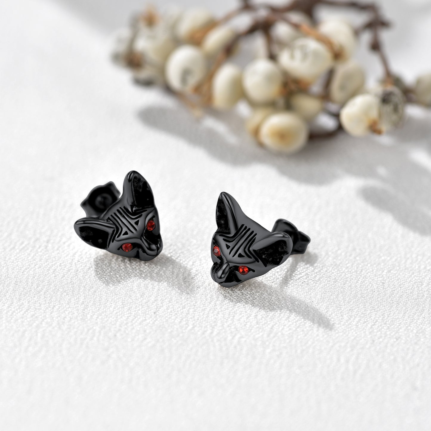 Quirky Black Cat Stainless Steel Kitten Stud Earrings For Women FaithHeart