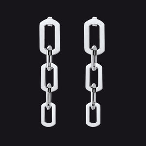 Steel Short Link Cuban Chain Dangle Earrings