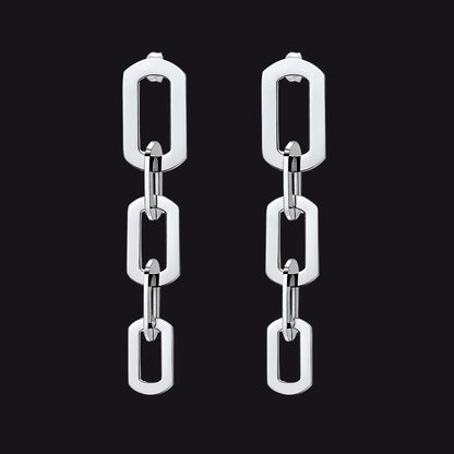 Steel Short Link Cuban Chain Dangle Earrings
