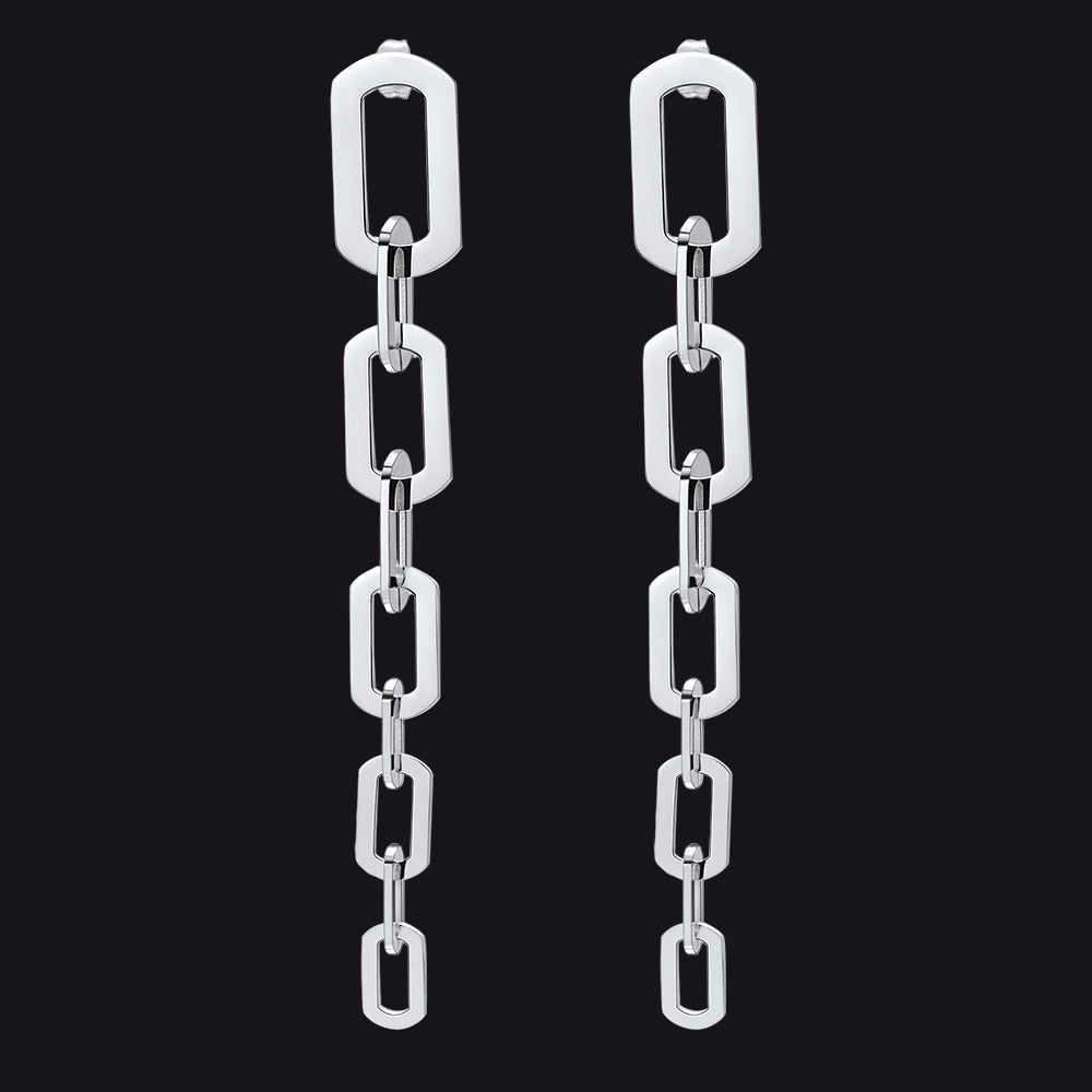 Steel Long Link Street Style Chain Earrings