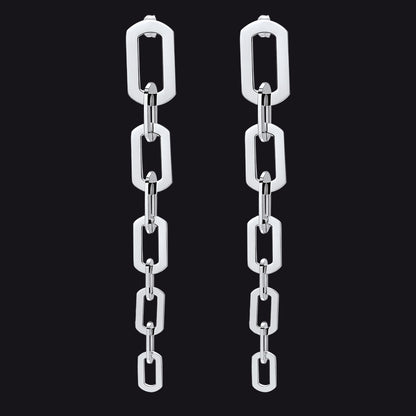 Steel Long Link Street Style Chain Earrings